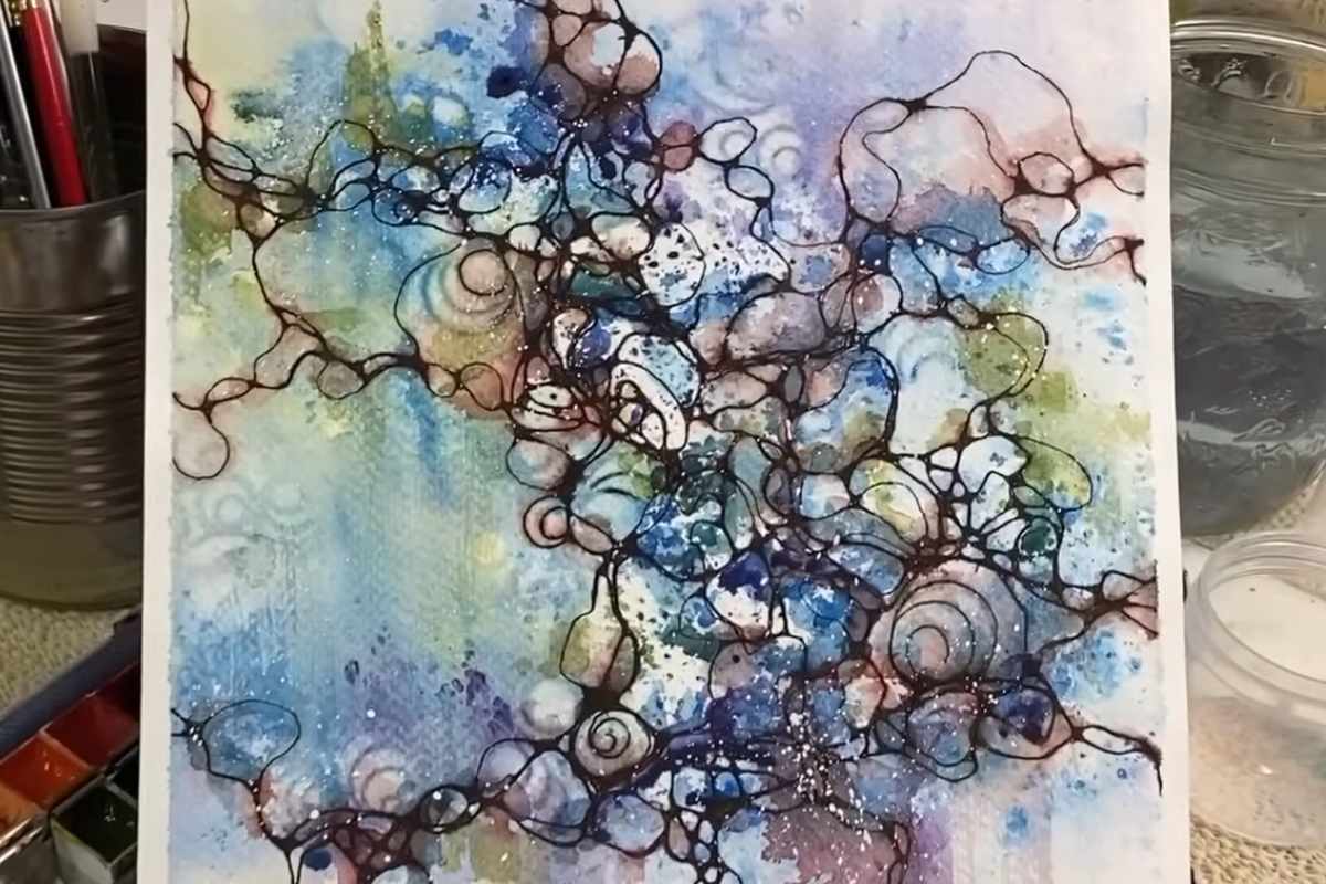 Reverse Stenciling Watercolor Background for Art Journals