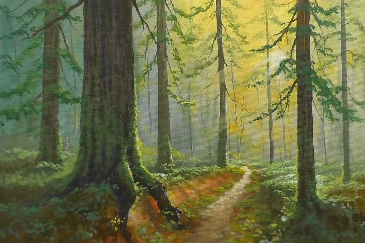 Forest Path Acrylic Painting: Easy, Lush, Serene
