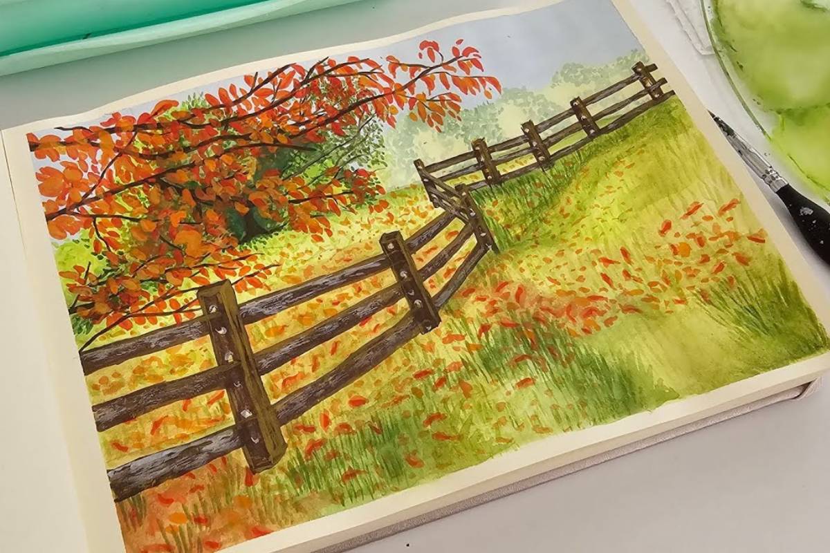 Cozy Autumn Vibes Gouache Painting (Sketchbook Process)