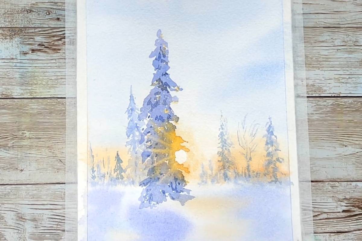 Quick & Easy Winter Tree Watercolor in 15 Minutes